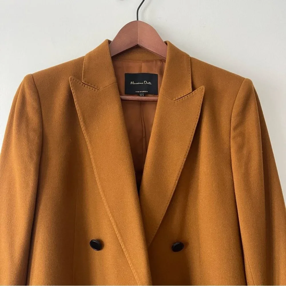 ❌SOLD ❌MASSIMO Dutti Double Breasted Wool Blazer Brown size 10 - Picture 4 of 11